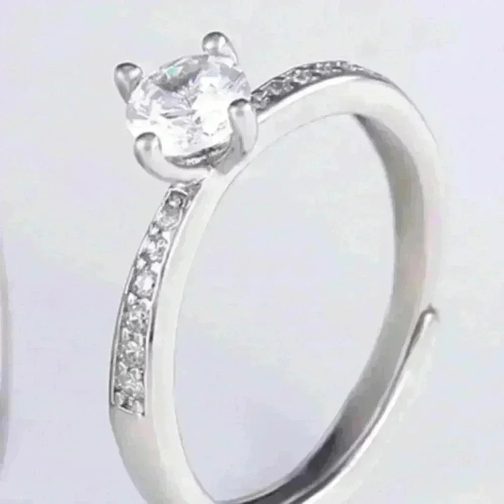 💞925 Silver Plated Promise Lovers Dainty Round CZ Women Ring, GPMB1435